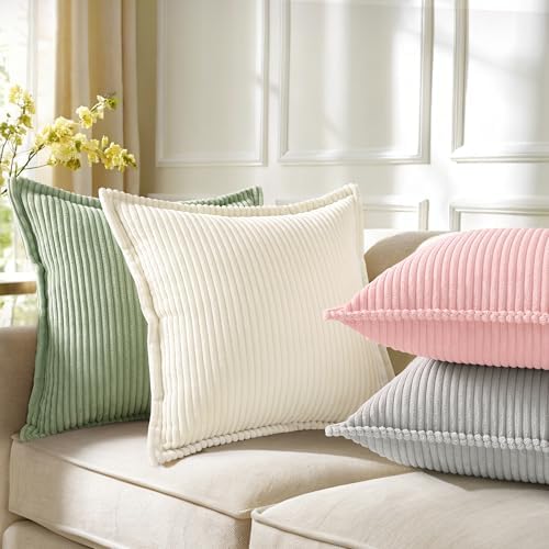 decorUhome Fall Corduroy Pink Throw Pillow Covers 22x22 Set of 2 - Image 4