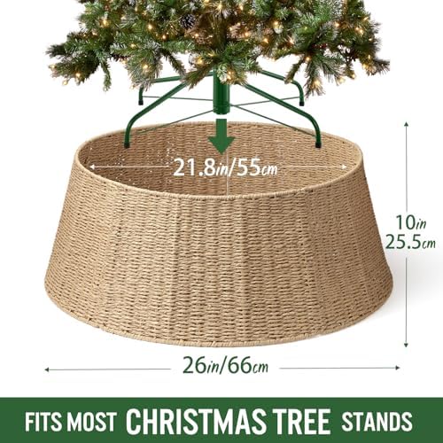 Hommtina Christmas Tree Collar- 26",Christmas Tree Base Christmas Tree Basket Collar for Home, Living Room,for Covering Tree Stand (Burlywood, 26 in) - Image 2