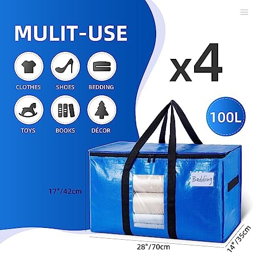 TAILI 4 Pack Blue Extra Large Moving Bags,Storage Bags with Visible Window - Image 6