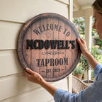 Personalized Family Name Sign, Custom Faux Whiskey Barrel Wall Decor, "Home Tavern" Bar Plaque, Flat MDF Board with Realistic 3D Print (Not Real Wood or Metal), Rustic Man Cave Art - Image 6