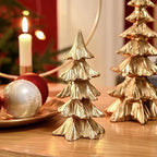 FESTGLOX Gold Christmas Tree Figurines,Small Resin Christmas Tabletop Trees - Image 2