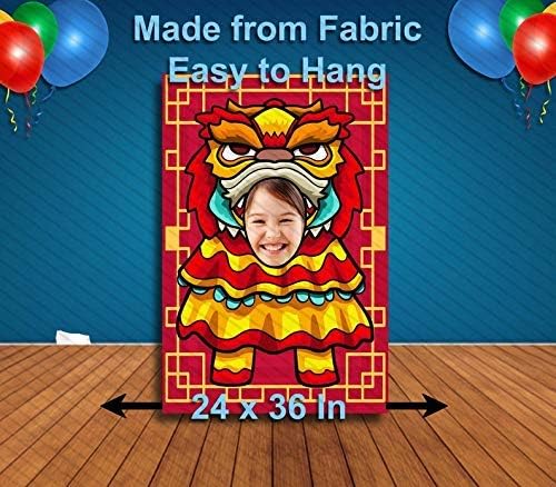 Chinese New Year Dragon Face Cutout, Hole in Face, 42 x 72 Inch Party Selfie Photo Prop, Lunar New Year Decoration - Image 2