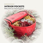 ZOBER Christmas Wreath Storage Container 36 Inch - Wreath Bag Fits 2 Wreaths Box - 600D Oxford Fabric - Interior Compartment for Storing Garlands, Wreaths Storage Bag W Strong Durable Handles - Red - Image 3