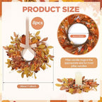 8 PCS 9" Mini Fall Wreaths for Kitchen Cabinets Fall Wreaths for Front Door Autumn Wreath with Golden Eucalyptus Leaves Oak Leaves with Ribbon for Farmhouse Home Wall Window Festival Wedding Decor - Image 3