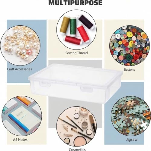 Qunclay Plastic Storage Box with Lid, 6 Pcs, 13'' x 9'' x 2'' - Image 6