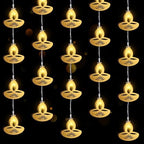Riakrum 3 Pcs 6.56 ft Diwali String Lights Decorative Flame Shaped Lamps 10 LED Lights Window Wall Curtain Diwali Decorations for Home Bedroom Indian Wedding Party Christmas Indoor Outdoor by Riakrum