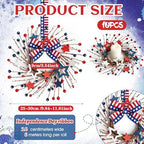 10 PCS Small Patriotic Wreath Mini 4th of July Wreaths for Kitchen Cabinets Farmhouse Red White Blue Candle Rings with Star Decor & Ribbon for Independence Day Kitchen Cabinet Window Wall Decor - Image 3