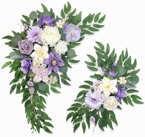 Artificial Wedding Arch Flowers Kit(Pack of 2) for Wedding Decor Ceremony and Reception Backdrop Decoration (Purple) by BMQDSM