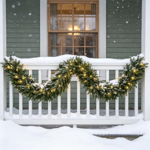 HipTree 9FT Real Touch Lighted Christmas Cedar Garland with Lights String - Image 4