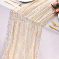 Snowkingdom 10 Pack 10ft Gold Table Runners, Sheer Chiffon Tulle Cheesecloth Sequin Glitter Metallic, Golden Centerpieces Table Decorations for Party Wedding Christmas Birthday Bridal Baby Shower by Snowkingdom