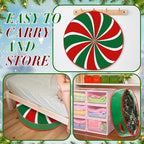 4 Pack 36 Inch Wreath Storage Containers, Hard Shell Garland Storage Bags with Handle Dual Zipper, Large Red Green Round Storages Box for St. Patrick's Day Wreath - Image 7