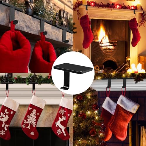 Christmas Stocking Holders for Mantle Set of 6, Stocking Hangers for Mantel Weighted, Heavy Duty, Flat, for Garland, Fireplace, Wall (Black) - Image 7