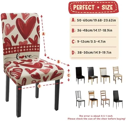 Valentines Chair Covers Set of 4 Watercolor Rose Stretch Parsons Slipcover - Image 3