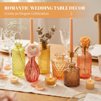 15 Pcs Amber Glass Bud Vases Bulk, Vintage Small Flower Vase Set - Image 4