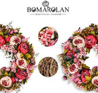BOMAROLAN Artificial Peony Flower Wreath 19Inch Vintage Blooming Silk Peonies Spring Summer Fall Winter Large Wreaths Flower Green Leaves for Outdoor Front Door Indoor Wedding Wall Or Window Décor - Image 6