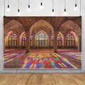 Leowefowa Moroccan Photo Backdrop 12x8ft Vinyl Vintage Medieval Palace Backdrop Pink Mosque Great Hall Columns with Arches Arabian Background for Birthday Party Decor Wedding Decor by Leowefowa
