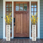 Glitzhome Sets 2 Wooden Welcome Porch Sign, Rustic Double Sided Box-shaped "WELCOME, HOME" Porch Sign for Front Porch Decor, White, 30"H - Image 7