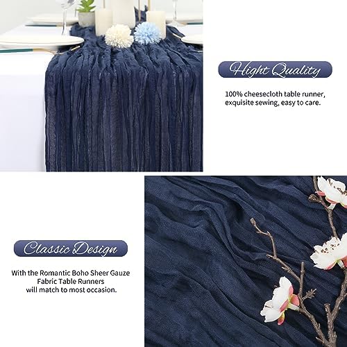 20 Pack Navy Blue Cheesecloth Table Runner 120 Inch 10FT Rustic Boho Gauze Cheese Cloth Table Runner for Wedding Party Baby Shower Thanksgiving Christmas Decoration - Image 6