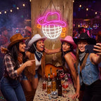Zhengmy Cowgirl Neon Sign, USB Powered Cowboy Hat Disco Ball Wall Decor - Image 2
