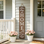 Welcome Sign for Front Door Porch, Bless Our Home Signs 47" - Image 4