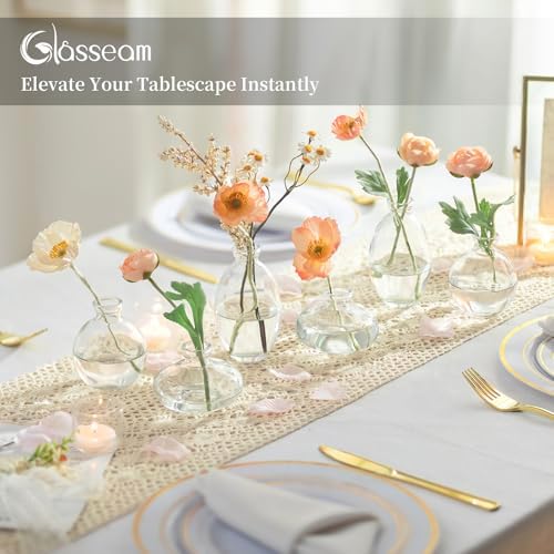 Glasseam Glass Bud Vase for Centerpieces, 6Pcs Clear Small Flower Vase Set - Image 3