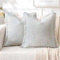 MIULEE Light Blue Striped Euro Decorative Throw Pillow Covers, 22x22 by MIULEE