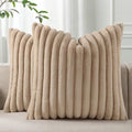 Pallene Faux Fur Decorative Throw Pillow Covers 24x24 Set of 2, Khaki by PALLENE
