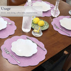 AHHFSMEI Round Faux Linen Placemats Set of 8 Heat Resistant Non-Slip Stain Proof Table Mats for Kitchen Dining Elegant Decor Place Mats (8, Purple) - Image 4