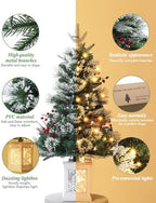 3ft Prelit Snow Flocked Christmas Tree with Light Up Snowflake Box Base - Image 3
