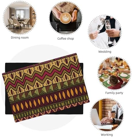Set of 6 African Decorative Placemats 12x18 Inches, Geometric Abstract Vintage African Patterns, Washable, Wear Resistant, Heat Resistant - Image 6