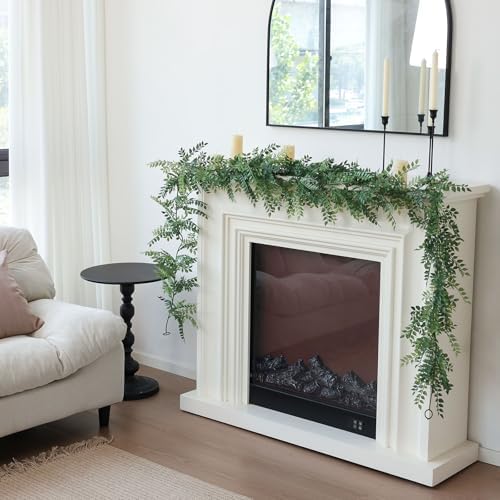 Mizii Artificial Vines Garland 6 Feet Fake Vine with Green Leaves Realistic Greenery Garland Faux Hanging Plants Greenery Decorations for Wedding Table Centerpieces Fireplace Mantle Room Decor - Image 6