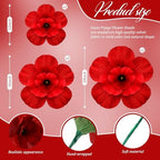 Norme 6 Pcs Memorial Day Poppy Giant Burgundy Flowers Red Petal Arch Decor - Image 2