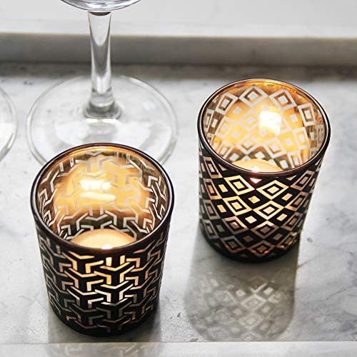 SHMILMH Black Gold Glass Votive Candle Holders Set of 12 - Image 5