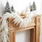 2 Pcs Christmas White Cedar Pine Garland, 6Ft Artificial Snow Pine Garlands by PurpleStar