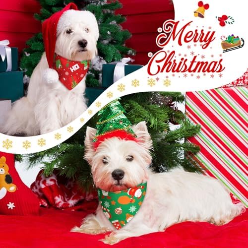 Abbylike 50 Pcs Christmas Dog Bandanas Bulk, Snowman Santa Snowflake - Image 2