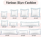 Ridhi White with Blue Scalloped 100% Cotton Throw Pillow Covers 24x24 Inch - Image 6