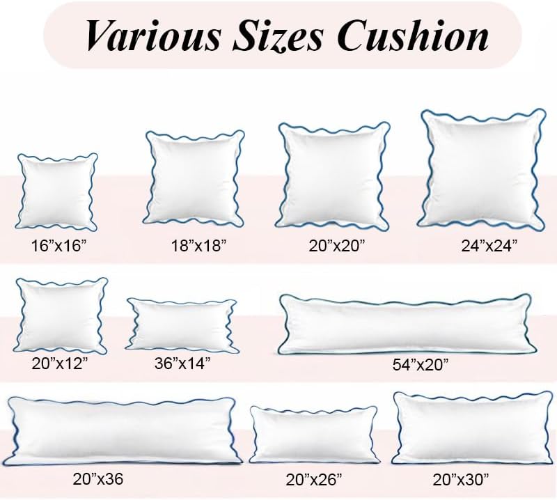 Ridhi White with Blue Scalloped 100% Cotton Throw Pillow Covers 20x20 Inch - Image 6