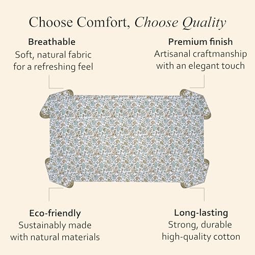 CPC Harvest Bloom Block Print 100% Cotton Rectangle Tablecloth 54x54 Inch - Image 6