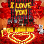 6000+PCS Rose Petals and Candles Set for Romantic Decorations Special Night - I Love You Letters Balloon and 8 Luminary Bags 6000 Rose Petals 48 Heart Candles for Anniversary Valentines Day Proposal - Image 5
