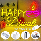 Happy Diwali Neon Sign Dimmable Festival of Light Oil Lamp Neon Light - Image 6