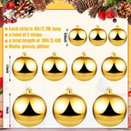 2 Pcs 9 ft Christmas Ball Garland Ornaments, Gold - Image 2