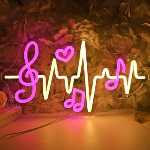 SYLHOME Led Neon Light Sign Music Note Heartbeat Studio Bedroom Wall Decor by SYLHOME