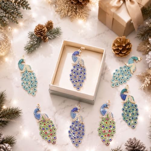 Yuntau 8 Pcs Crystal Christmas Hanging Ornaments, Peacock - Image 3