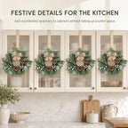 6 Pcs Mini Christmas Wreaths for Kitchen Cabinet Front Door with Bow - Image 6