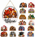 16 Pcs Interchangeable Welcome Sign for Front Door, 12" Wooden Sign by Unknown