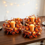 4 Pcs Small Fall Hanging Wreaths with Artificial Autumn Eucalyptus Leaves Mini Pumpkins Berry Clusters Burlap Ribbon Mini Cabinet Wreath for Home Kitchen Farmhouse Thanksgiving Harvest Party Decor - Image 5