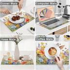Hummingbird Flower Spring Placemats Set of 6, 12x18 Inch Country Bird Summer Table Place Mat Rustic Washable Non-Slip Heat Resistant Fabric Placement Mats for Dining Kitchen Indoor Outdoor Decor - Image 5