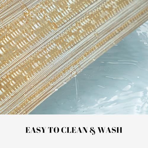 Placemats Set of 12 Vinyl/Plastic Woven Place Mats for Kitchen Table Indoor/Outdoor Washable Placemat Wipeable Dining Table Mats (Aurora Gold,12) - Image 3