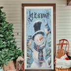 Pfrewn Christmas Decorations Door Cover Winter Snowman Cute Blue Birds Front Door Backdrop Banner Winter Holiday Garage Door Sign for Home Indoor Outdoor Party Supplies 36x98 in - Image 6