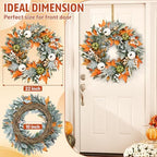 Yastouay 22" Fall Wreaths for Front Door, Fall Door Wreath with Lamb Ears Leaves Pumpkins Berries & Ferns Autumn Wreath for Home Porch Wall Outside Thanksgiving Decor - Image 7